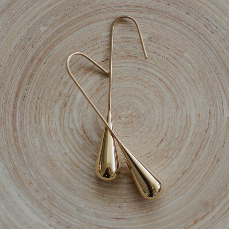 La Goutte 18K Gold Plated Stainless Steel Earrings 4.5cm Unique Timeless Design
