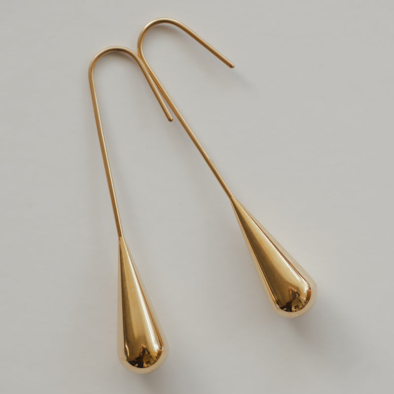 La Goutte 18K Gold Plated Stainless Steel Earrings 4.5cm Unique Timeless Design