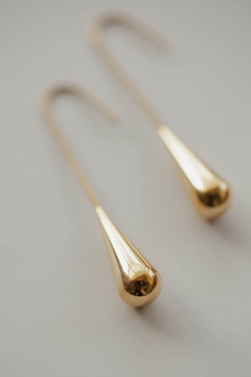 La Goutte 18K Gold Plated Stainless Steel Earrings 4.5cm Unique Timeless Design