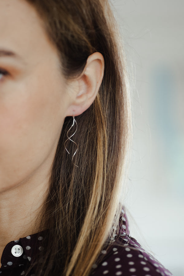 La Vague Sterling Silver Wavy Earrings 4cm Lightweight Modern Design