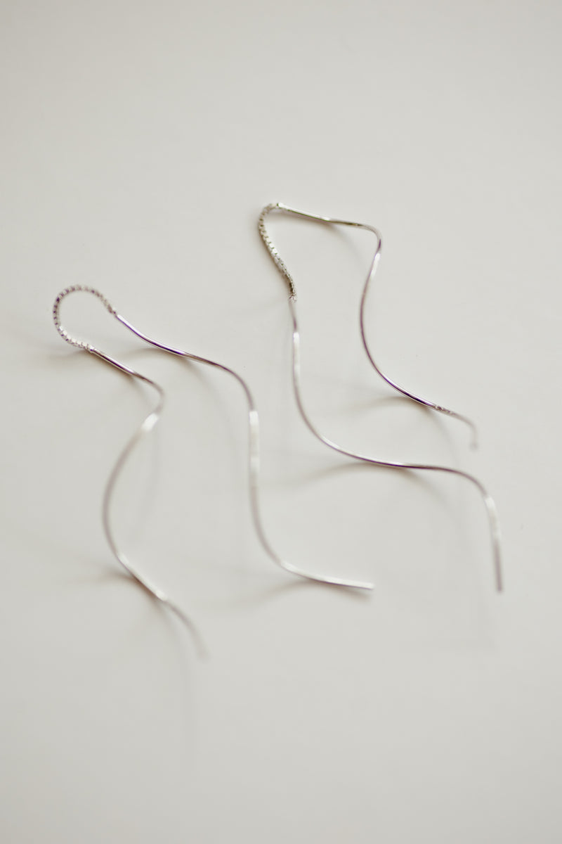La Vague Sterling Silver Wavy Earrings 4cm Lightweight Modern Design