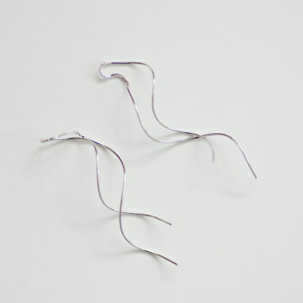 La Vague Sterling Silver Wavy Earrings 4cm Lightweight Modern Design