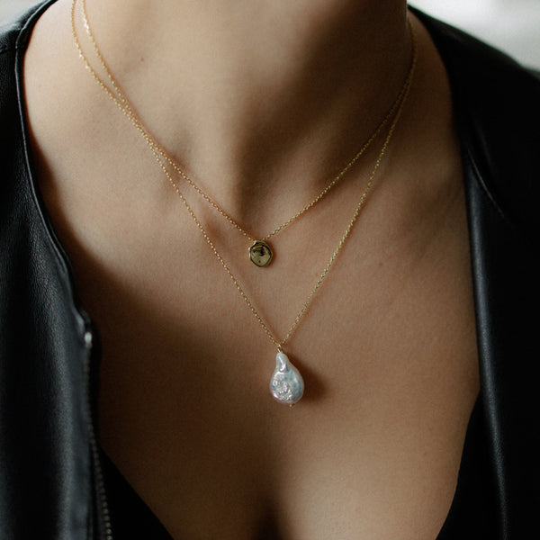 Tanya necklace with shaped pendant in 14k gold plated sterling silver