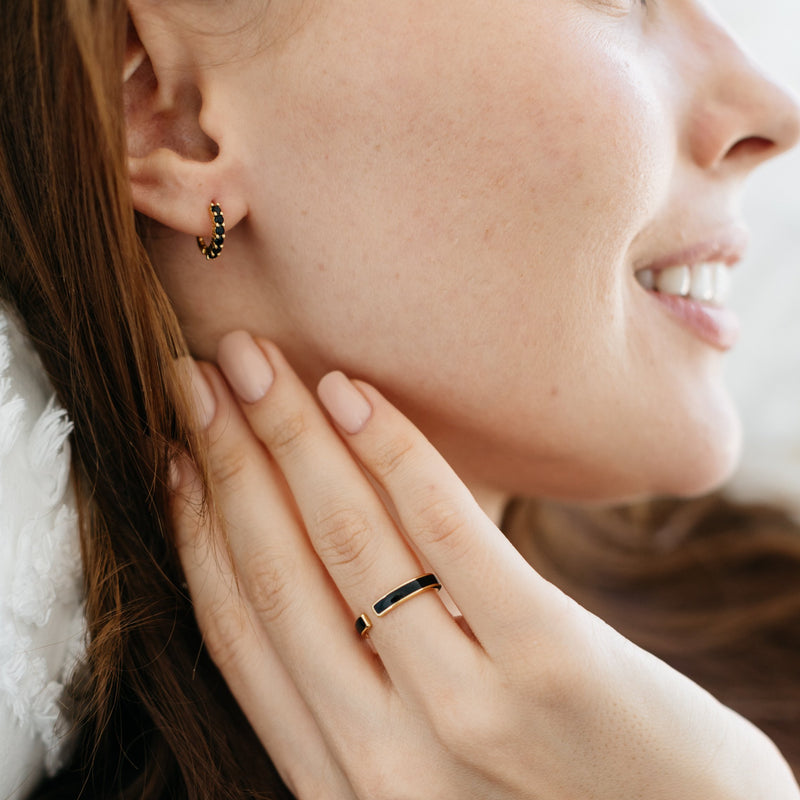 Astrid mini loop earrings in 18k gold plated sterling silver with subtle texture