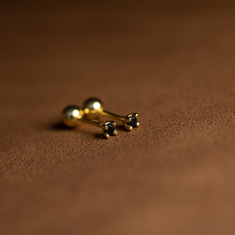 Cécily dainty 2mm gold stud earrings with secure ball screw back

