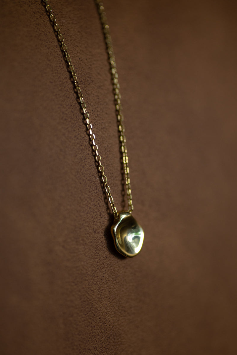 Tanya necklace with shaped pendant in 14k gold plated sterling silver