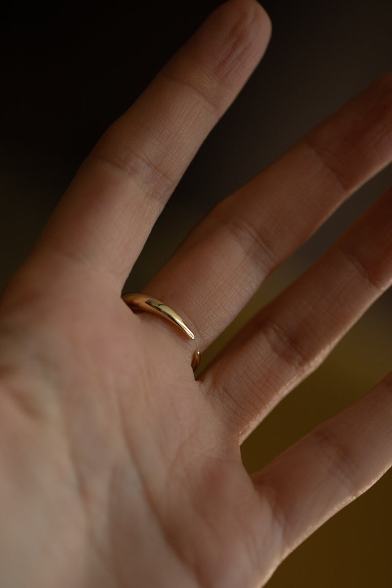 Erika ring – 14k gold plated sterling silver band on dark textured background