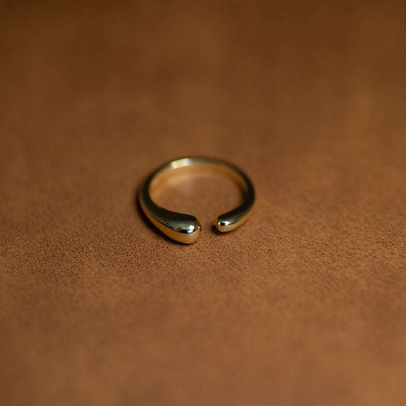 Béryl modern adjustable ring with asymmetrical design in 14k gold plated finish