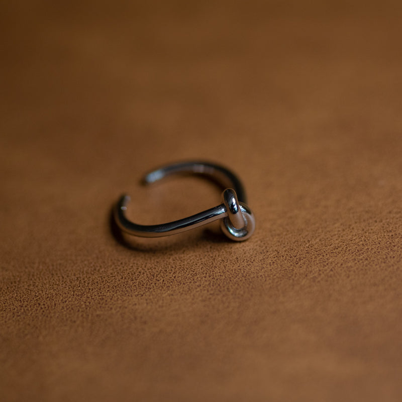 Le Noeud adjustable knot ring in 14K gold plated on hand